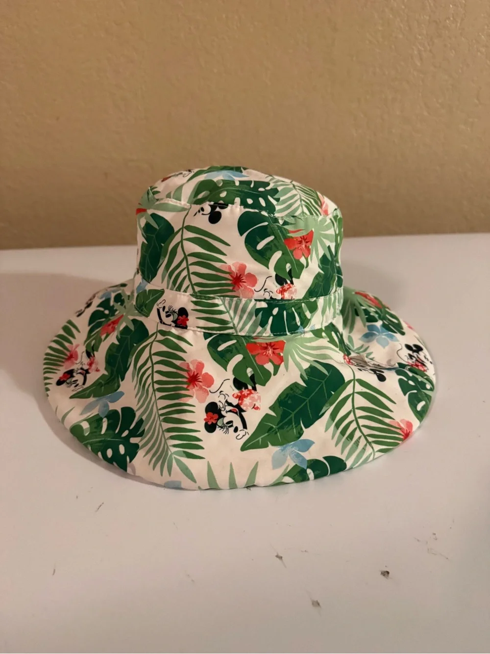 Tropical Leaf & Floral Sun Hat - Green & White